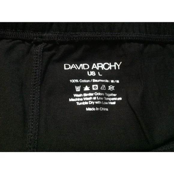 DAVID ARCHY MEN'S NEW BLACK 100%COTTON 2PC PAJAMA SET SIZE: L - Picture 12 of 16